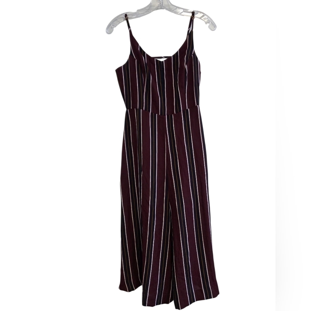 BP Burgundy and White Striped Jumpsuit Size Small